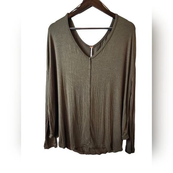 Free People Lightweight Oversized Ribbed Sleeve top Small - Picture 1 of 5